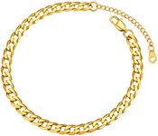 FOCALOOK Gold Anklet 6mm Cuban Link Anklet 14K Gold Plated Stainless Steel Anklets for Women 8.5-10.5 inches Long