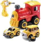 Construction Toys ︱Building Take Apart Toys with Electric Drill ︱Converts to Remote Control Car︱3 in 1 Take Apart Vehicles for Toddlers and Boys 3,4,5,6,7 Years Old