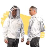 FOREST BEEKEEPING SUPPLY Jacket With Fencing Veil Hood, Professional Premium Beekeeper Jackets (Large)