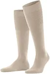 FALKE Men's Airport Knee-High Socks, Breathable, Merino Wool Cotton, Light Formal Socks, Work or Leisure Clothing, Beige (Beige Melange 4043), 6.5-7.5, 1 Pair