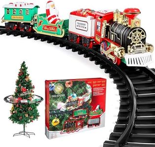 SHATCHI Christmas Train Set-Around The Tree Xmas Home Decoration Festive Light Up Realistic Sound Battery Operated, Multi, One Size