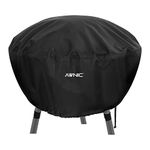 AWNIC Fire Pit Cover Waterproof Round Firepit Cover with 2 Hook and Loop Fasteners 420D Polyester Ø80x50cm