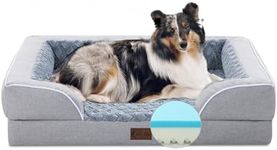 Casa Paw Memory Foam Large Dog Bed with Bolsters, Cooling Dog Beds for Extra Large Dogs, Waterproof Orthopedic Dog Bed with Removable Washable Cover and Nonskid Bottom(Large,Light Grey)