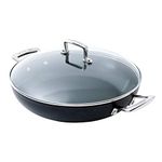 Le Creuset Toughened Non-Stick 24x5.95cm Shallow Casserole/Braiser with Glass Lid, Aluminium, 51107240010502