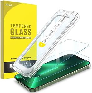JETech One Touch Install Screen Protector for iPhone 13 Pro Max 6.7-Inch, Full Coverage Tempered Glass Film, Auto Alignment Tool Kit, HD Clear, 2-Pack