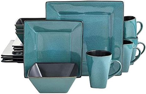 Gibson 16 Piece Kiesling Reactive Glaze Dinnerware Set, Blue/Black