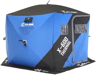 CLAM X-600 Portable 6 Person 11.5 Foot Angler Thermal Hub Shelter Tent for Outdoor Ice Fishing with Anchor Straps and Carrying Bag