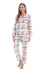 SUTPSL Women Flannel Pajamas Set Long Sleeve Shirt Pants S-XL Sleepwear Button Down Cute Pattern(PG Plaid,S)…