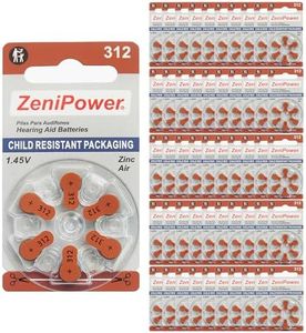 ZeniPower Hearing Aid Batteries Size 312, 50 x 6 Dial Cards = 300 Batteries