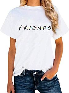 ALAPUSA Friend TV Show Shirt Women's Casual Graphic Tees Tops White S
