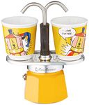 Bialetti - Mini Express Lichtenstein: Moka Set includes Coffee Maker 2-Cup (2.8 Oz), Yellow, Aluminium