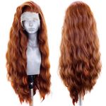 SeraphicWig Natural Wave Synthetic Lace Front Wigs For Women Brown Natural Looking Fiber Hair Wig Heat Resistant Half Hand Tied Fashion Wig