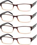 Eyekepper Reading Glasses-4 Pack Brown-Clear Frame for Women Men Reading,Two-Tone Reader Eyeglasses