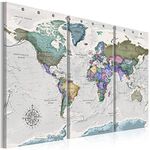 murando Canvas Wall Art World map 90x60 cm / 36"x24" Non-Woven Canvas Prints Image Framed Artwork Painting Picture Photo Home Decoration 3 pieces World map grigio k-A-0380-b-e