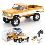 FMS 1/18 RC Crawler FCX18 Chevy K10 RC Truck RTR RC Car Official Licensed Model Car 8km/h 4WD 900mAh Hobby RC Cars Remote Control Car with LED Lights Vehicle 4-Ch 2.4GHz Transmitter(Yellow)