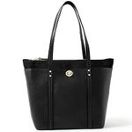 Accessorize London women's Faux Leather black Maddox Tote bag