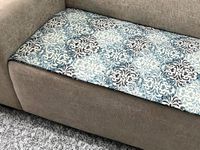 FABANE Polycotton Printed Sofa Seat Cover For 3 Seater With Heavy Antiskid Backing- Easily Machine Washable Sofa Seat Runner For Couch Or Home Living Area (22 X 68 Inches)- Blue Damask