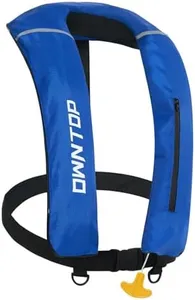 Owntop Inflatable Swim Vest for Adults, Lightweight Manual Swim Jacket with 24g CO2 Cartridge, Soft Padded Neckline for Kayak, Fishing, Paddle Sports, Blue