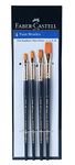 Faber-Castell Synthetic Hair Flat Assorted Paint Brush, Set of 4 Navy Blue