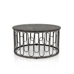Furniture of America Davis Modern Round Coffee Table with Marble Top & Sturdy Metal Legs & Open Shelf for Living Room, Apartment, Small Space, Black