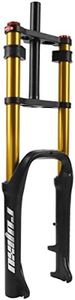 RUJIXU 20 Inch Fat Fork 4.0" Tire Disc Brake Travel 140mm MTB Bike Air Suspension Fork 1-1/8" DH Rebound Adjustment QR Electric Bicycle Front Fork 9x135mm (Color : Gold, Size : 20inch)