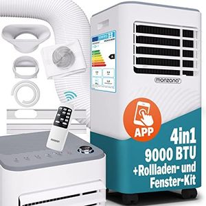 Monzana® lokale Klimaanlage MZKA2600 WiFi App Mobil Fensterabdichtung Abluftschlauch 9000BTU 4in1 1000W 30qm Fernbedienung Luftentfeuchter Klimagerät