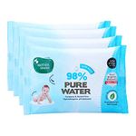 Mother Sparsh 98 Scented Water Cotton Plant Fabric, Biodegradable Wipe (Blue, 15 Wipes) - Pack of 4