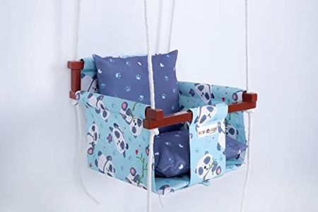 NEW COMERS® Cotton Swing for Kids, Jhula for Baby, Baby Swing Hanging Indoor Outdoor, Baby Garden Swing with Safety Belt & 2 Pillows (6 Months to 4 Years) (Up to 20 kg)-Blue-Purple (TC 150/300) 907