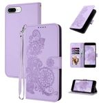 JHWVVTF for iPhone 8 Plus Case Wallet,for iPhone 7 Plus Phone Case,6/6S Plus Case,Card Holder,Floral Leather Flip Cases,Wrist Strap,Kickstand Magnetic Protective Cute Cover for Women Girl (Purple)