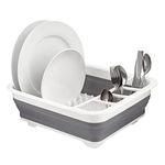 Homeshopa Collapsible Dish Drainer, Foldable Drying Rack, Portable Dinnerware Organizer, Multifunctional Space Saving Kitchen Storage Dish Rack Drainer for Home, Camping, Caravan, Travelling -Grey