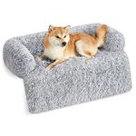 Feandrea FluffyHug Dog Sofa Bed, Dog Sofa Cover, Calming Dog Bed, XL, for Medium and Large Dogs, 110 x 95 x 18 cm, Grey Ombré PGW223G01