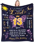 Zvzmzy Happy 13th Birthday Gifts for Girls Throw Blanket 60"X 50", Birthday Gifts for 13 Year Old Girls, Teen Girl Gifts 13 Year Old, 13 Yr Old Birthday Gift Ideas, Birthday Present for Girls Age 13