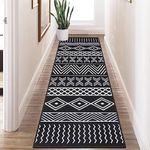 HiiARug Boho Runner Rug 2x6Ft Washable Throw Rugs Geometric Entryway Rug Boho Decor for Living Room Kitchen Laundry Bedroom Hallway, Black & White