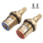 1 Pair Universal Replacement Tap Valves Brass Ceramic Disc Cartridge Faucet Repair Parts for Bathroom Kitchen Tap Mixer Tap Cartridge Quick Opening Copper Valve core Faucet (1 Pair Hot & Cold)