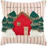 Mud Pie Christmas Farm Tree Pillow, 18" x 18", Holly