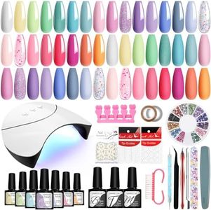 VANREESA 42 Pcs Gel Nail Polish Kit with U V Light 24 Colors Gel Nail Polish Set Green Blue Purple Pink Orange Complete Gel Nail Kit with Manicure Tools Gifts for Women DIY at Home