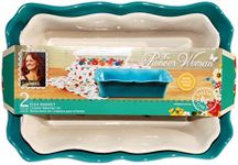 The Pioneer Woman Flea Market 2-Piece Decorated Rectangular Ruffle Top Ceramic Bakeware Set