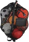 Keeble Outlets Soccer Ball Bag (30x40 inches) | Durable Nylon & 600D Polyester Basketball Coaches Bag with Mesh Pocket | Black Basketball Net Bag for Outdoor Training and Team Ball Storage