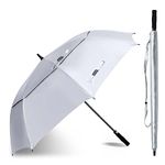 NCTCYO 68Inch UPF 50+ UV Umbrella UV Blocker Sun Umbrella Protection Extra Large Golf Umbrellas Windproof Auto Open Double Canopy For Rain Beach Golf Sports Games Walking Sightseeing Silver/Black