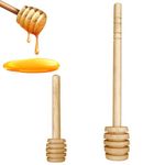 2 Pack (2Size:6inch/3.2inch) Mini Wooden Honey Dipper Sticks Honey Dippers Jam Muddler Syrup Stirrer for Honey Jar Dispense Drizzle Honey