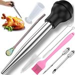 Yoki Peony Turkey Baster Syringe Turkey Injector Cooking Seasoning Pump Commercial Grade Roast Duck Turkey Roast Cream Pump