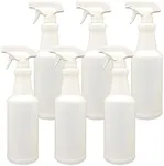 MOEHAIR spray bottles for cleaning solutions 32 Oz | Empty Heavy duty water spray bottle | Plastic | Adjustable Nozzle | Mist & Stream Sprayers for kitchen, plant, salon, chemical spray | Pack of 6