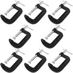 JEUIHAU 8 Piece 3 Inch C-Clamp Set, Mini G-Clamps, Small C Clamps Set Cast Iron C Clamp with Sliding T-Handle, for Woodworking, Welding, Metal Workpiece, Carpentry, DIY, Black