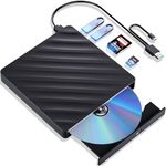 External Blu Ray Drive, 5 in 1 Portable Blu Ray Player with USB 3.0 Type-C, CD DVD Burner 3D Blu Ray with SD/TF Port, Blu Ray Drive Compatible with Windows Laptop Desktop, Bluray Player for PC