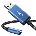 MillSO USB to 3.5mm Jack Audio Adapter Sapphire Blue/Durable Braided/Smart Chip TRRS USB to Audio Jack Adapter 3.5mm Aux to USB External Stereo Sound Card for Headphone, Speaker, PS4, PC, Laptop