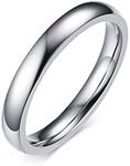 Epinki Stainless Steel Ring for Women, 3MM Silver Plain Band Polished Ring Promise Size T 1/2