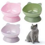 umorismo 3 Pcs Raised Cat Bowl Tilted Elevated Cat Bowls Plastic Cat Feeding Bowls Kittens Dishes 15° Cat Feeder Food Water Bowl For Pets Cats Dry Wet Food