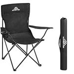 Vivo Technologies Camping Chair Lightweight Folding,Portable Chairs for Outdoors with Cup Holder,Outdoor Leisure Chair Durable Arm Chair for the Beach, Lawn, Camp, Fishing Trip Garden and BBQs Black