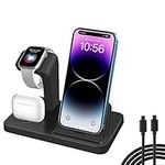 FDGAO Charging Station for Apple Devices, 3 in 1 Fast Charging Stand Dock for iPhone 14 13 12 11 Pro Max XS XR 8 7 6s & Airpods, Wireless Charger for Apple Watch Series Ultra 8 7 6 5 4 3 2 SE, Black