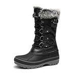 DREAM PAIRS Boys Girls Black Faux Fur Lined Insulated Waterproof Winter Snow Boots Kriver-1 Size 4 M US Big Kid